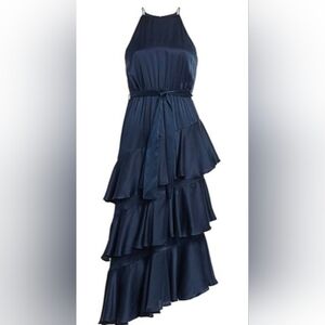 Petal & Pup Sleeveless Ruffled Tiered Navy Blue Dress Size 8